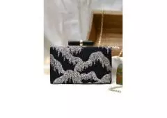 Buy Black Sequin Embroidered Fancy Clutch Bags Online