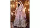 Buy Light Pink & Purple Net Embroidered Anarkali Dress Online