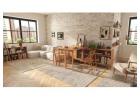 Mid-Century Modern Extendable Sideboard with Drop-Leaf Dining Table & Storage Cabinet 